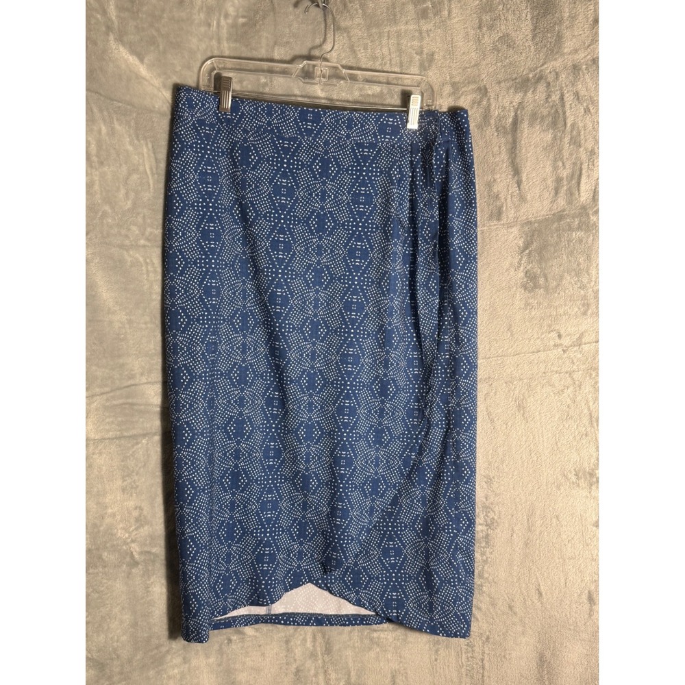 RipSkirt Hawaii Blue Geometric Print Wrap Midi Skirt Large RN142231-JT